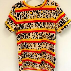 Mini rodini tshirt leopard striped 7-9 nwt